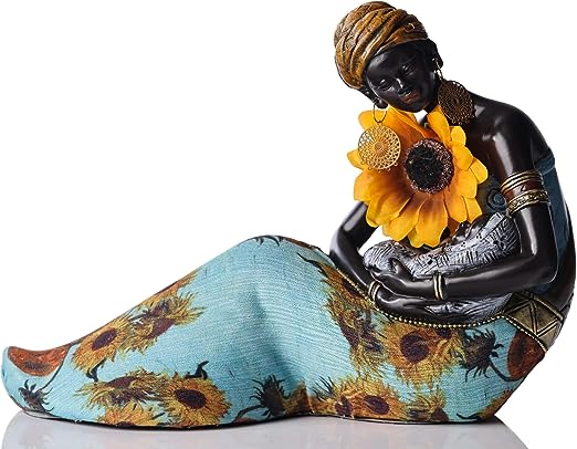African Statues and Sculptures,African Art Bust Statue, Home Decor Sunflower Girl Figurines