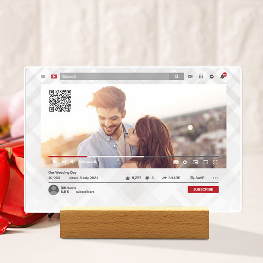 Custom YouTube  QR Code Plaque Scannable Personalized Photo Plaque Submit Your Favorite Video Valentine's Day Gift