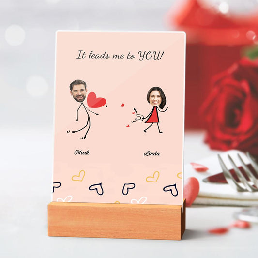 Custom Name Decorations Custom Face Decorations Valentine’s Day Decorations for Girlfriend Wooden Base with Chute