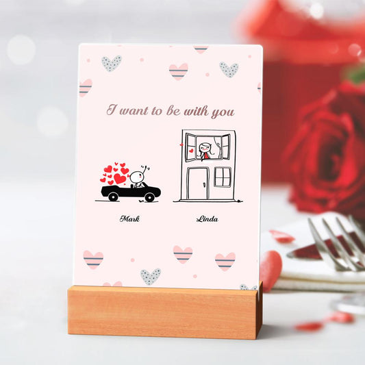 Custom Name Stickman Decoration, Couple Dating Decoration, Valentine'S Day Gift For Girlfriend With Base