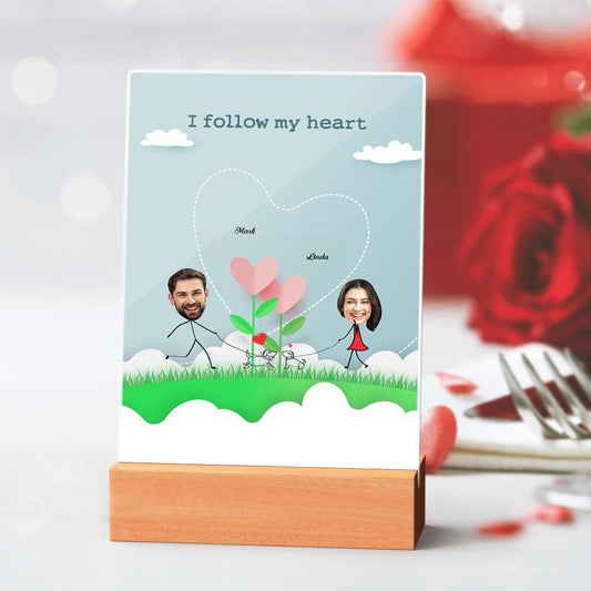 Custom Name Custom Face Decoration Stickman Decoration Pet Couple Decoration Valentine'S Day Gift For Boyfriend With Base