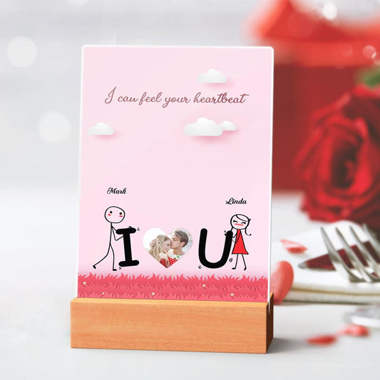 Custom Name Decoration Custom Picture Stickman Decoration Heart Gift Decoration Valentine'S Day Gift Acrylic Decoration With Base