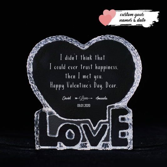 Valentine's Day Romantic Gift Custom Name and Date Crystal Sculpture Keepsake Gifts for Her