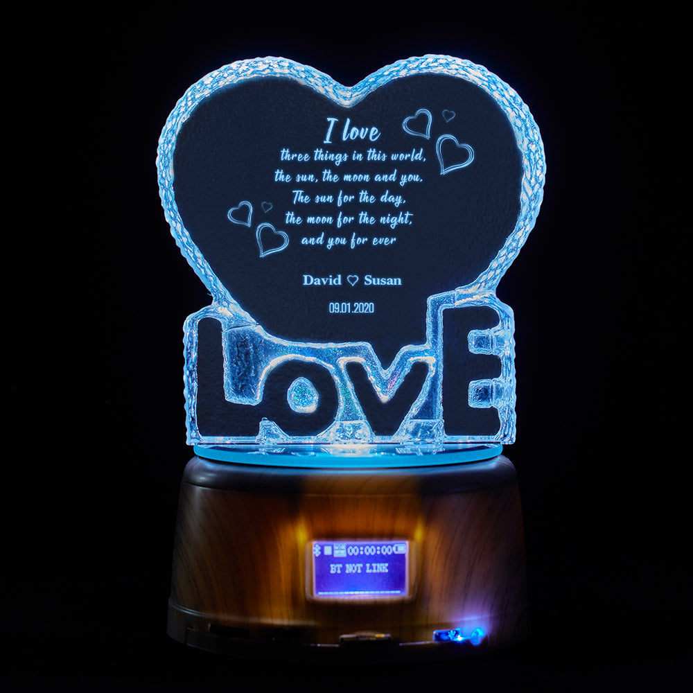 Valentine's Day Gift Custom Name and Date Romantic Poetry Crystal Sculpture Keepsake Gift
