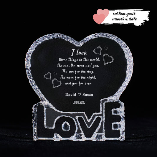 Valentine's Day Gift Custom Name and Date Romantic Poetry Crystal Sculpture Keepsake Gift