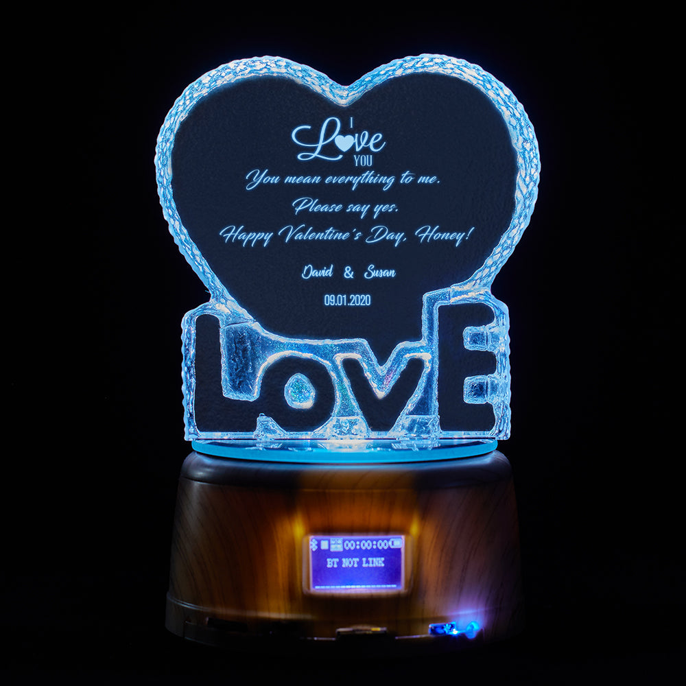 Personalized Name and Date Valentine's Day Romantic Gift Crystal Sculpture Keepsake Gift