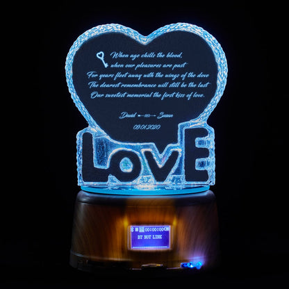 Personalized Name and Date Valentine's Day Gift Romantic Poetry The first Kiss of Love Crystal Sculpture Keepsake Gifts for Her