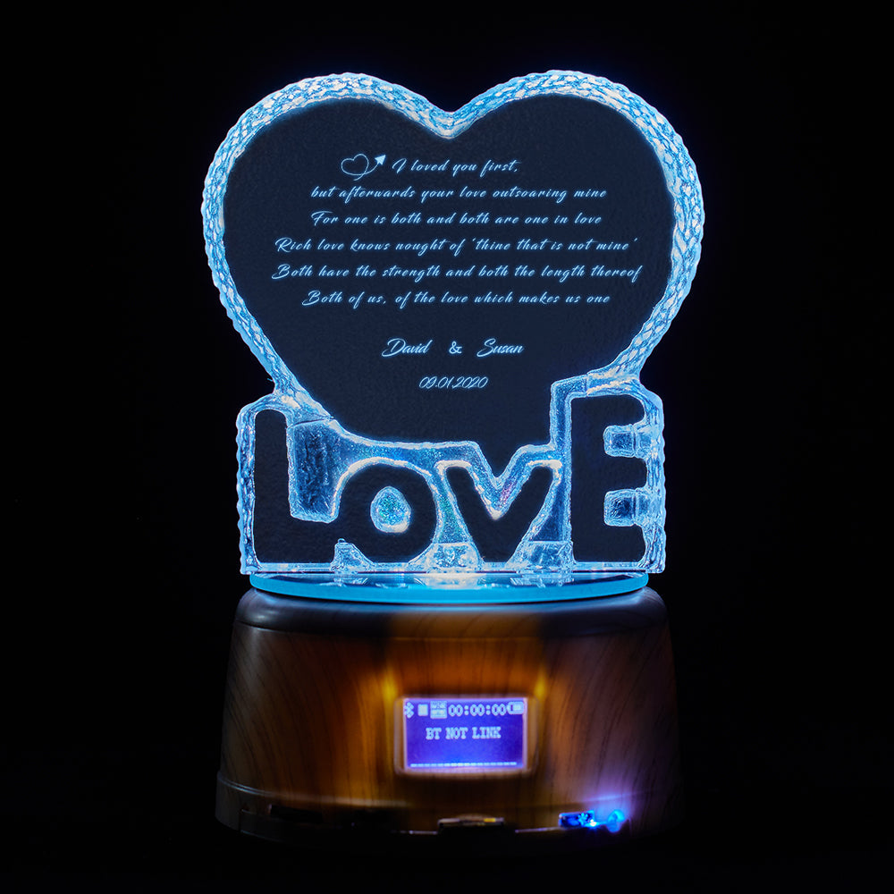 Romantic Poetry I Loved You First Personalized Name and Date Crystal Sculpture Keepsake Valentine's Day Gift