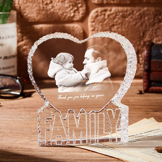 Custom Photo Gift 3D Crystal Photo Heart Gift Fathers Day Gift for Dad