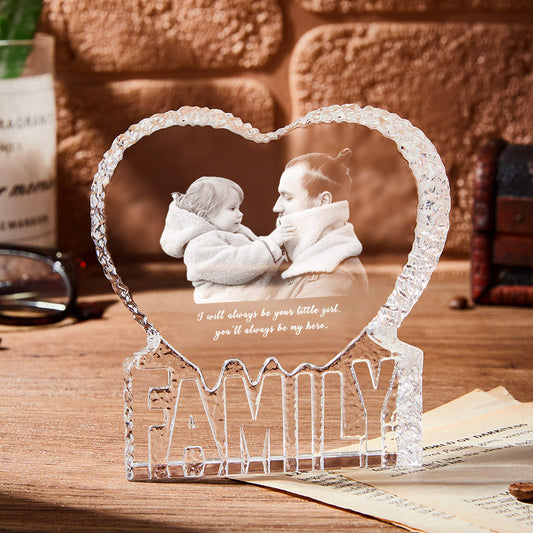 Custom Photo Gift Fathers Day Gift Photo Heart Gift 3D Crystal for Dad