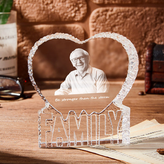 Custom Photo Gift Photo Heart Gift 3D Crystal Fathers Day Gift for Dad