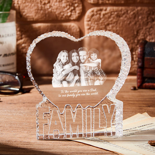 Custom Photo Gift Photo Heart Gift Fathers Day Gift 3D Crystal for Dad