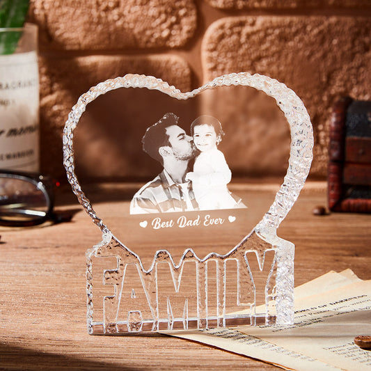 Personalized Photo Gift Fathers Day Gift Photo Heart Gift 3D Crystal for Dad