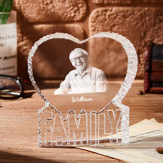 Personalized Photo Gift Photo Heart Gift 3D Crystal Fathers Day Gift for Dad