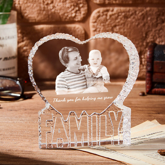 Personalized Photo Gift Photo Heart Gift Fathers Day Gift 3D Crystal for Dad