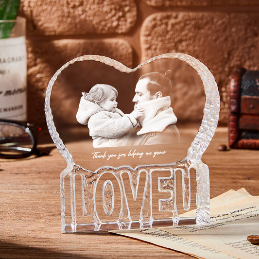 Custom Photo Gift 3D Crystal Photo Heart Gift Fathers Day Gift for Father