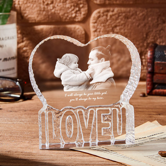 Custom Photo Gift Fathers Day Gift Photo Heart Gift 3D Crystal for Father