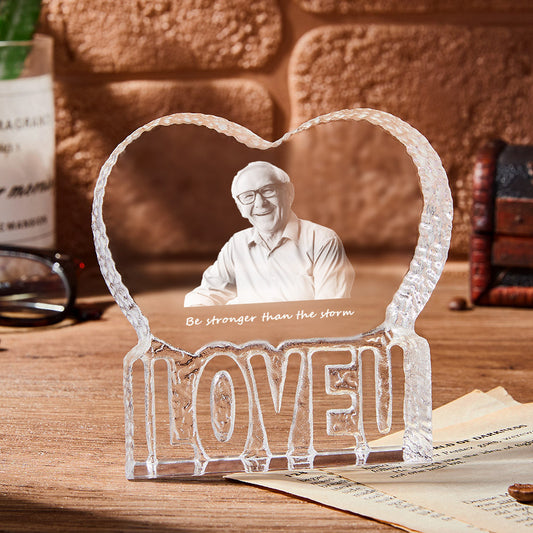Custom Photo Gift Photo Heart Gift 3D Crystal Fathers Day Gift for Father