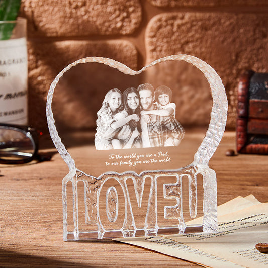 Custom Photo Gift Photo Heart Gift Fathers Day Gift 3D Crystal for Father