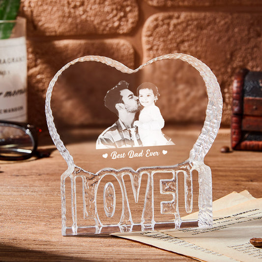 Personalized Photo Gift Fathers Day Gift Photo Heart Gift 3D Crystal for Father