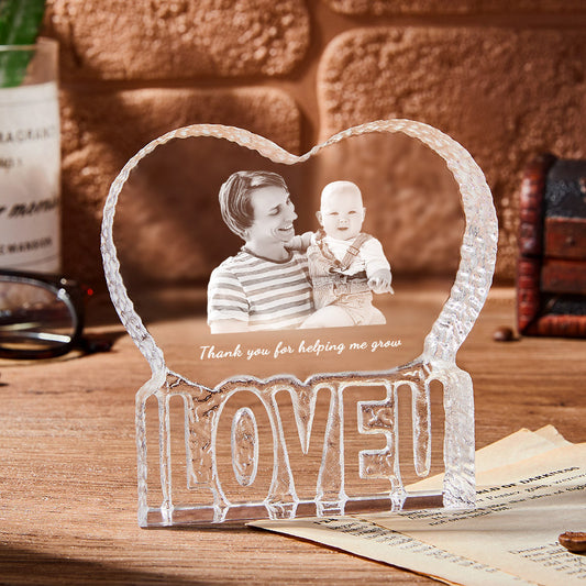 Personalized Photo Gift Photo Heart Gift Fathers Day Gift 3D Crystal for Father