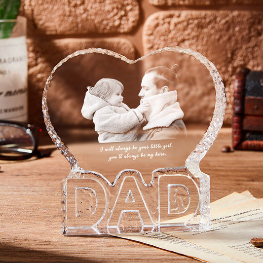 Custom Photo Gift Fathers Day Gift Photo Heart Gift 3D Crystal for PaPa