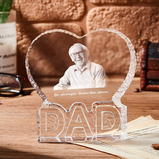 Custom Photo Gift Photo Heart Gift 3D Crystal Fathers Day Gift for PaPa