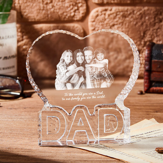 Custom Photo Gift Photo Heart Gift Fathers Day Gift 3D Crystal for PaPa