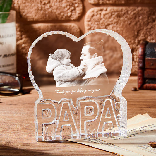 Custom Photo Gift 3D Crystal Photo Heart Gift Fathers Day Gift for Man
