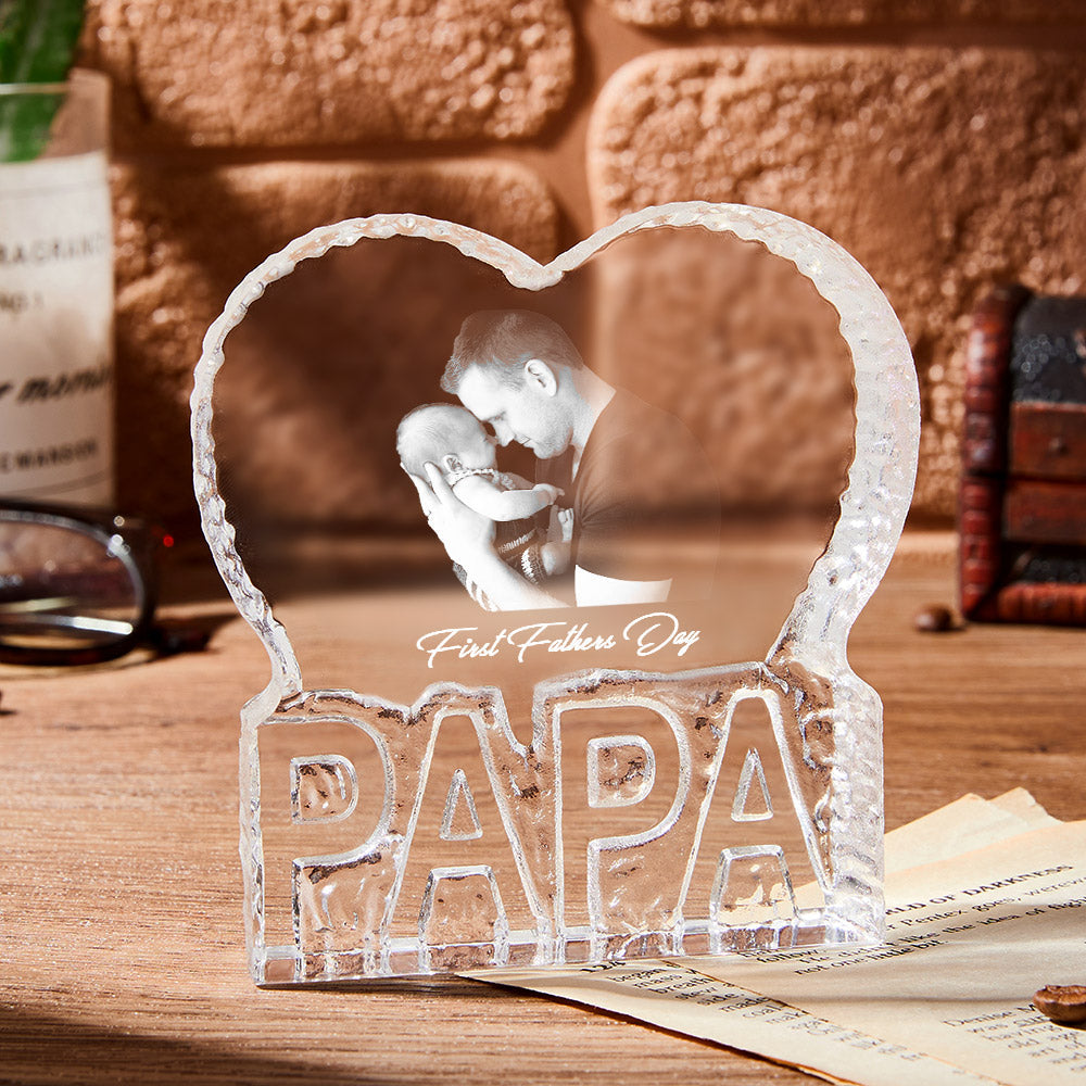 Custom Photo Gift 3D Crystal Fathers Day Gift Photo Heart Gift for Man