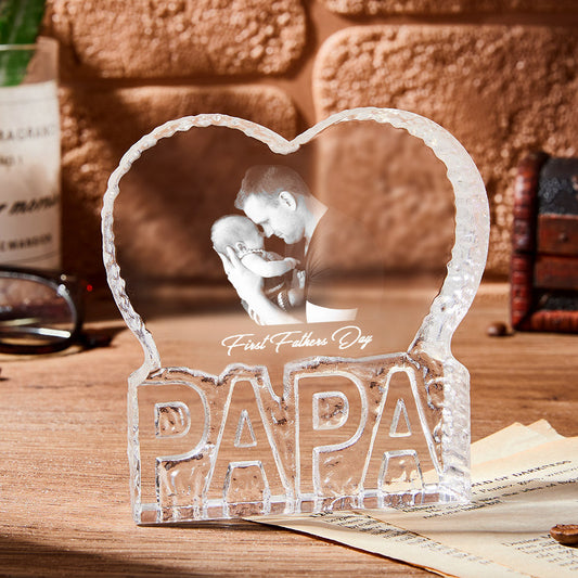 Custom Photo Gift 3D Crystal Fathers Day Gift Photo Heart Gift for Man