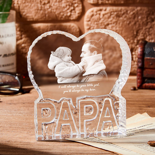 Custom Photo Gift Fathers Day Gift Photo Heart Gift 3D Crystal for Man