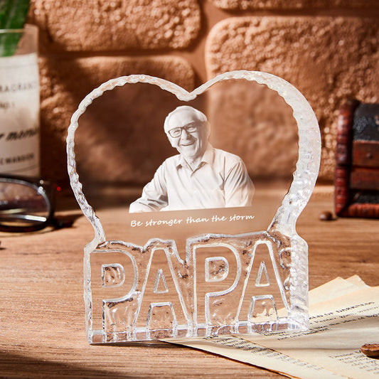 Custom Photo Gift Photo Heart Gift 3D Crystal Fathers Day Gift for Man