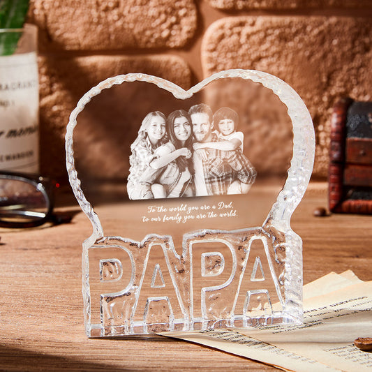 Custom Photo Gift Photo Heart Gift Fathers Day Gift 3D Crystal for Man