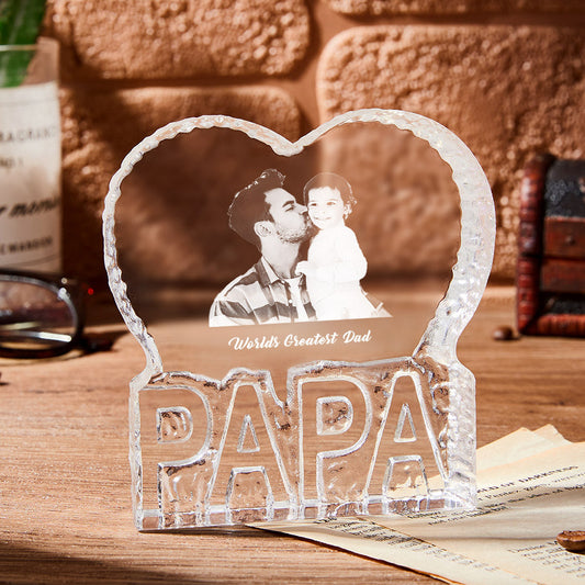 Personalized Photo Gift 3D Crystal Photo Heart Gift Fathers Day Gift for Man