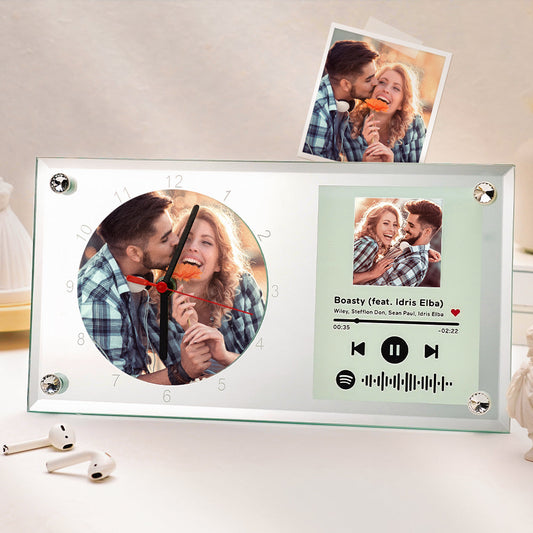 Custom Spotify Code Photo Clock Decorative Plaque Creative Gift for Lover