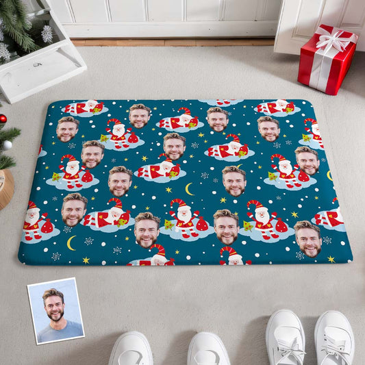 Custom Photo Doormat Personalized Floor Mat Coral Velvet Rug Christmas Front Door Decor