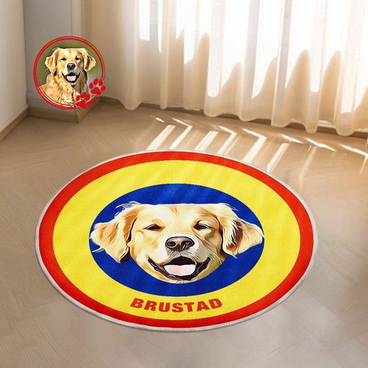 Custom Pet Photo Doormat Personalized Floor Mat Gift for Pet Lover - Yellow & Blue