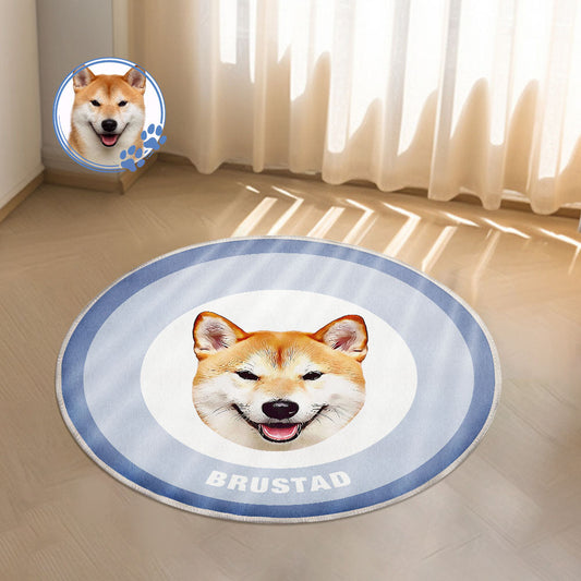 Custom Pet Photo Doormat Personalized Floor Mat Gift for Pet Lover - Blue