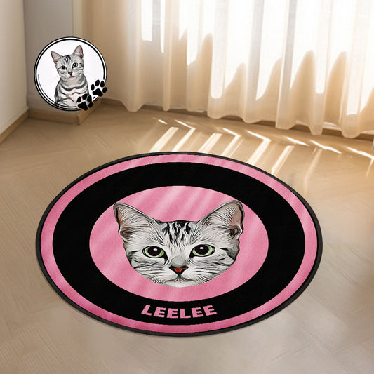 Custom Pet Photo Doormat Personalized Floor Mat Gift for Pet Lover - Black & Pink