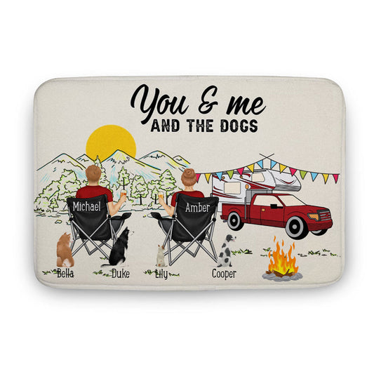 Custom Doormat Personalized Floor Mat Coral Velvet Rug Camping Couple Front Door Decor