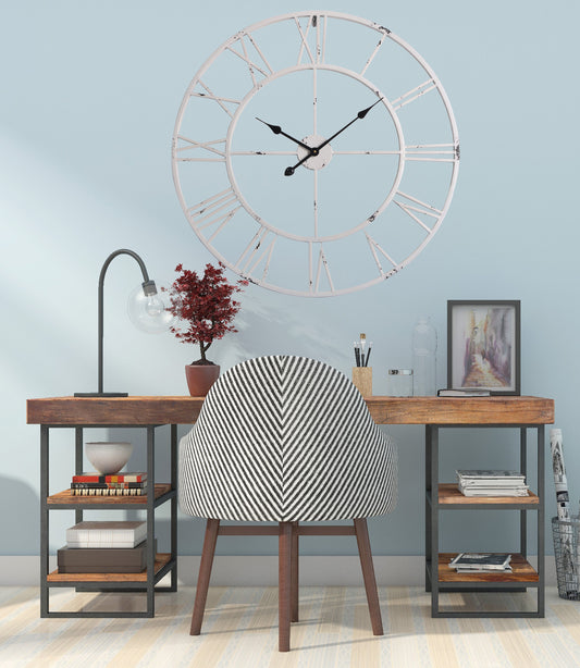 Utopia Alley CL0008WW104 Roman Round Clock, 30" Diameter, Distressed White