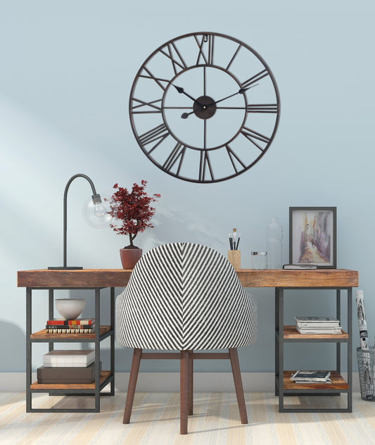 Utopia Alley CL9XX Roman Round Wall Clock, 24" Diameter, Bronze/Distressed white/Distressed light sea green/Gray/Navy blue/Gold Finish