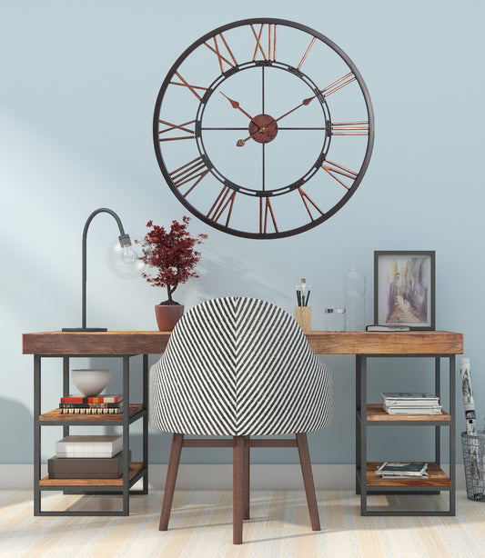 Utopia Alley CL27BZ Oversize Roman Round Wall Clock, 28" Diameter, Dark Bronze Finish