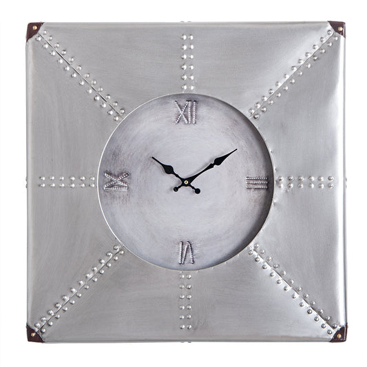 Utopia Alley CL29SV Oversize Roman Square Wall Clock, 24", Silver Rustic Finish