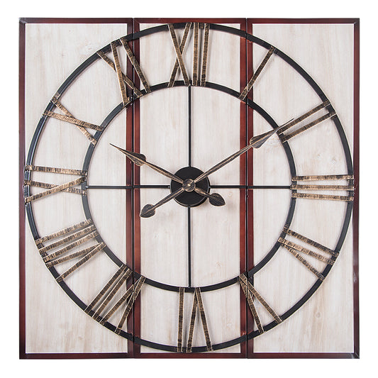 Utopia Alley 3-Piece Oversized Roman Square Wall Clock, 32",  Wood Finish
