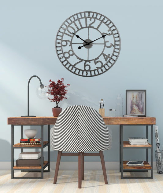 Utopia Alley CL40GY Manhattan Industrial Wall Clock, Analog, Gray, 24"
