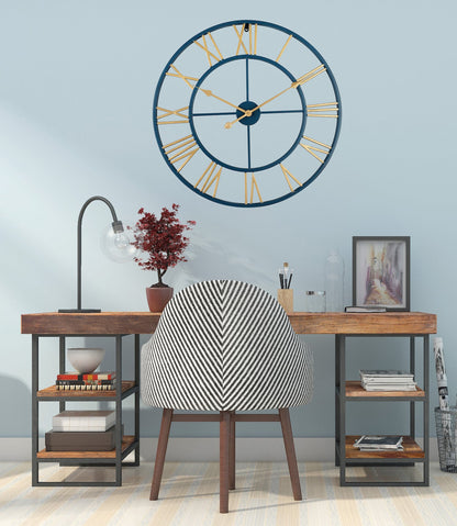 Utopia Alley CL9XX Roman Round Wall Clock, 24" Diameter, Bronze/Distressed white/Distressed light sea green/Gray/Navy blue/Gold Finish