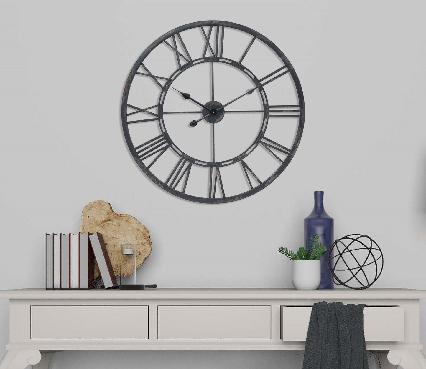 Utopia Alley CL6XX Oversized Roman Round Wall Clock, 27" Diameter