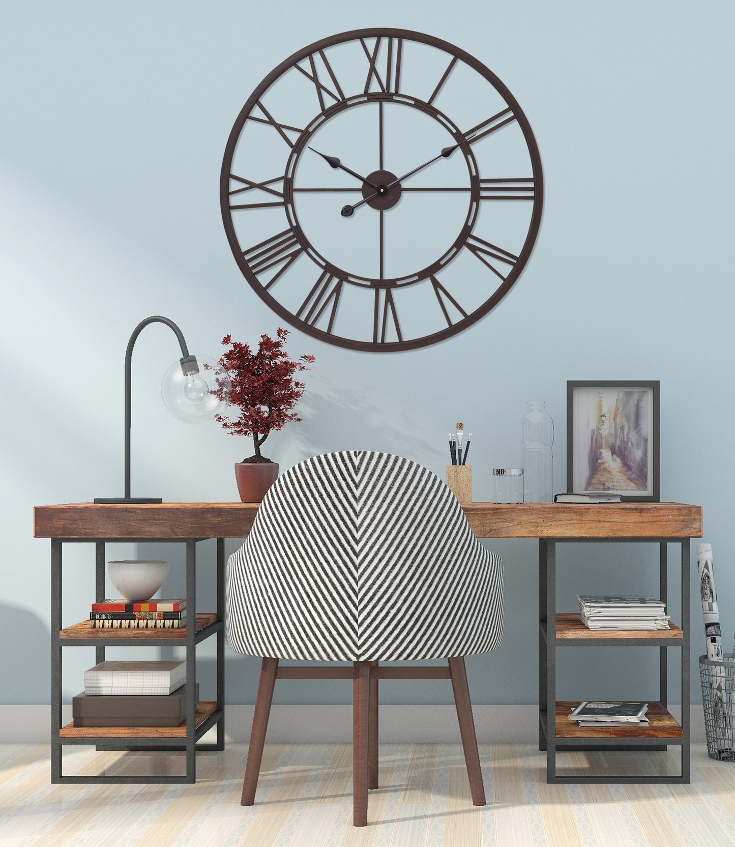 Utopia Alley CL6XX Oversized Roman Round Wall Clock, 27" Diameter